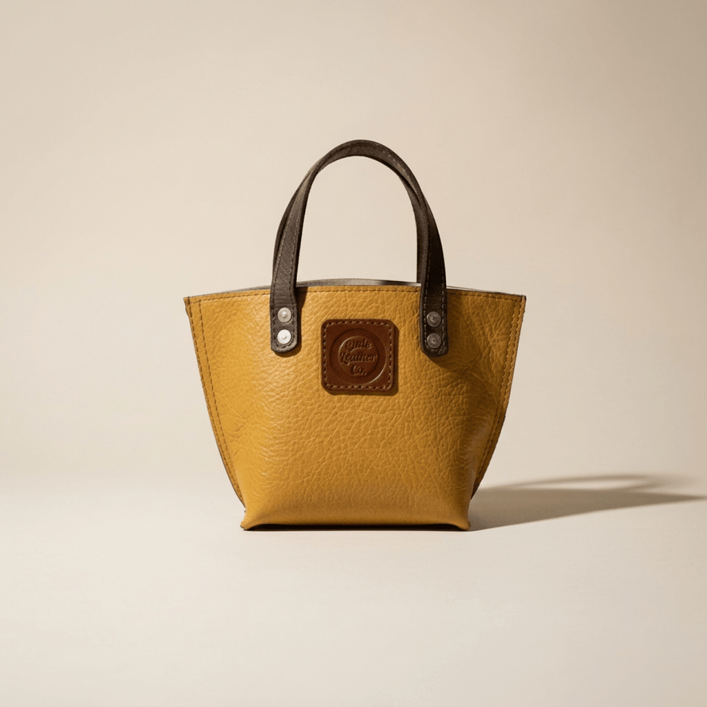 The Buda Small Tote – Golden Tan Lined Full-Grain Leather Tote with Exterior Stitching