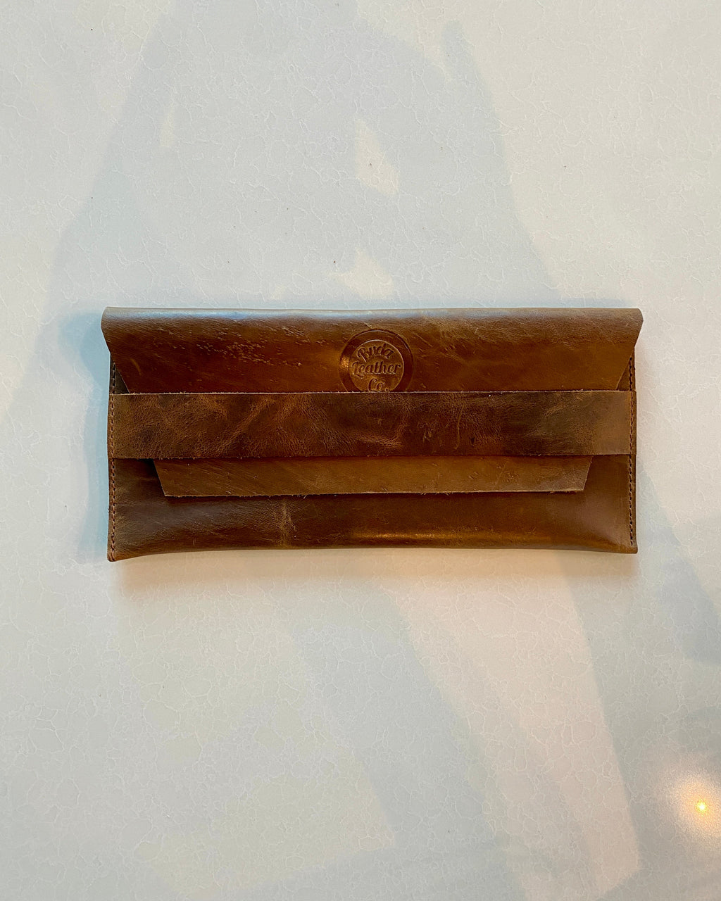 Jules Brown Leather Hand Strap Clutch | Card Wallet Included
