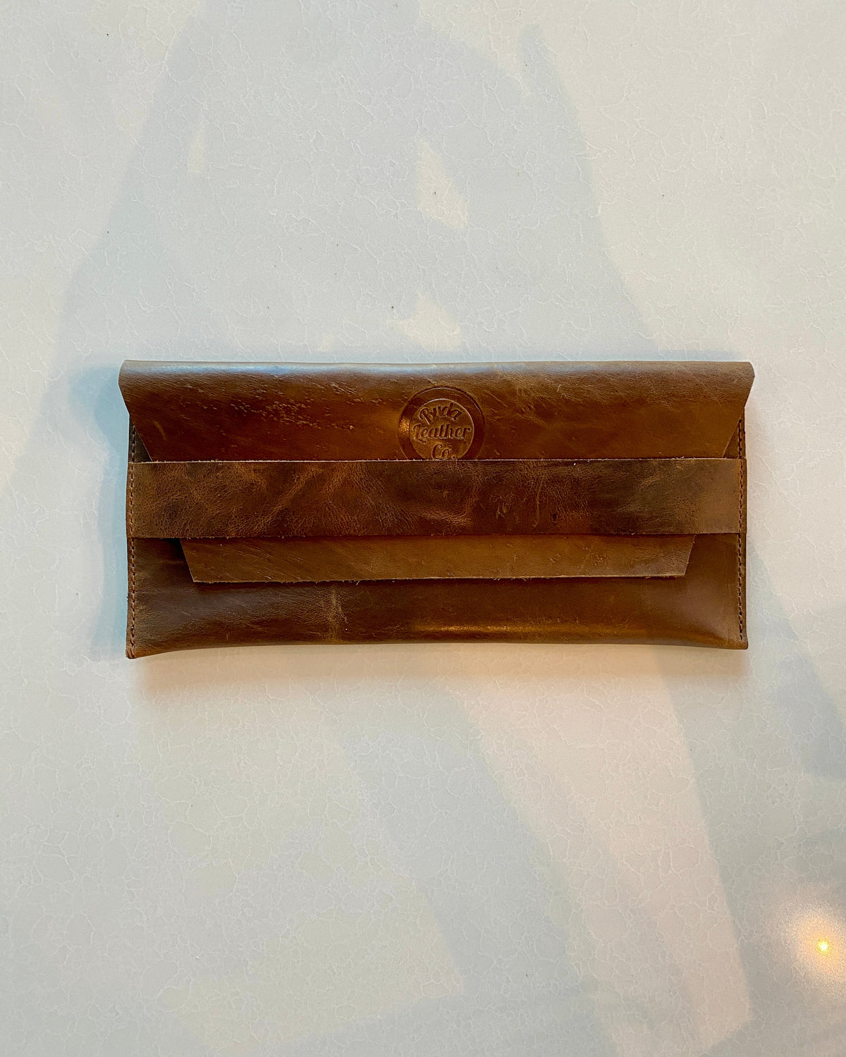 Jules Brown Leather Hand Strap Clutch | Card Wallet Included